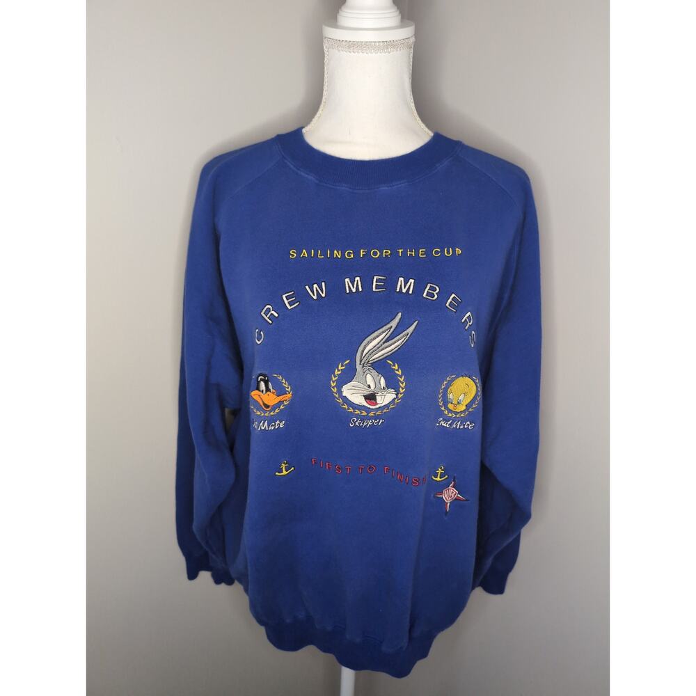 Warner Bros clothing Co vintage 90s Looney Tunes sailing sweatshirt pullover